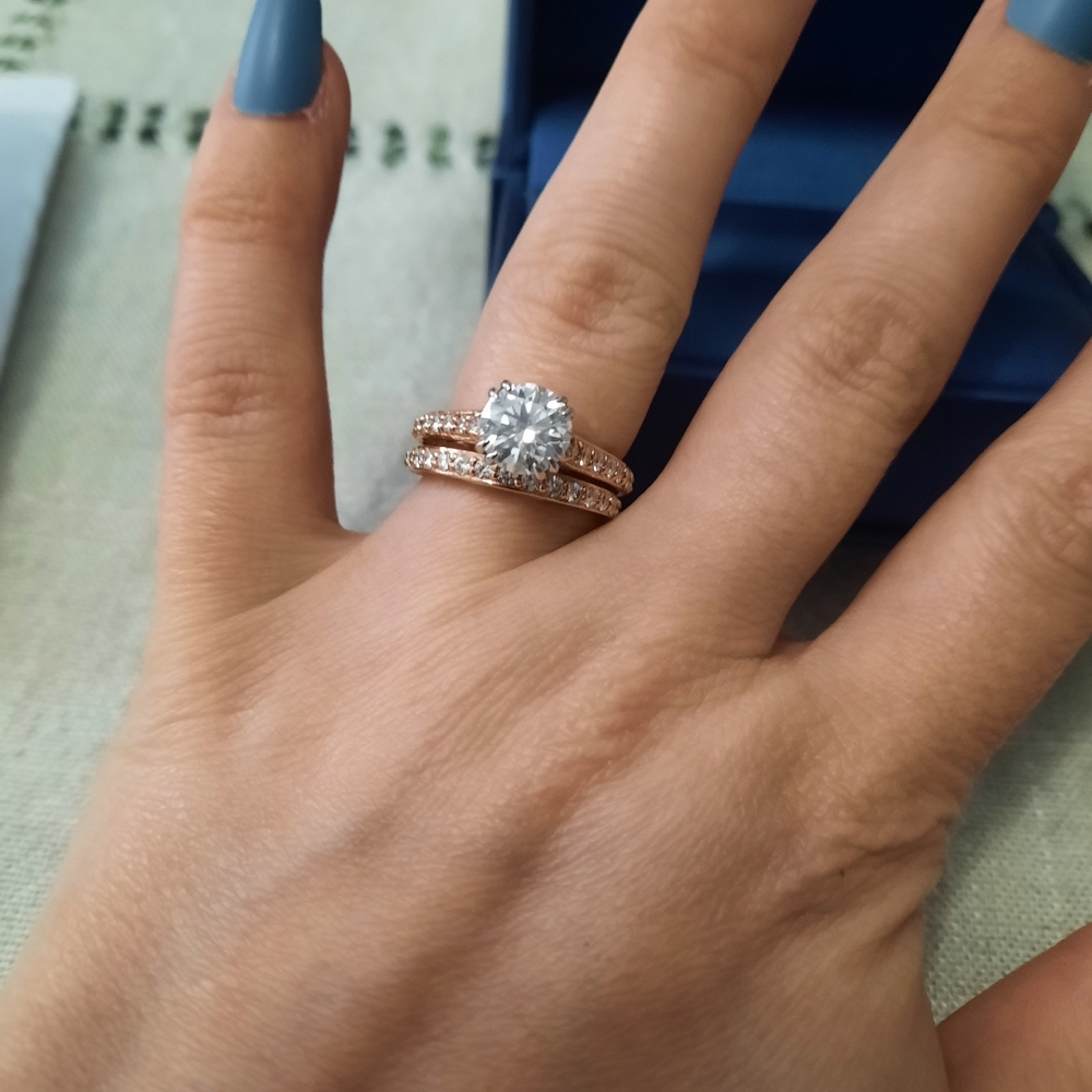 14k Rose Gold Moissanite Wedding Set